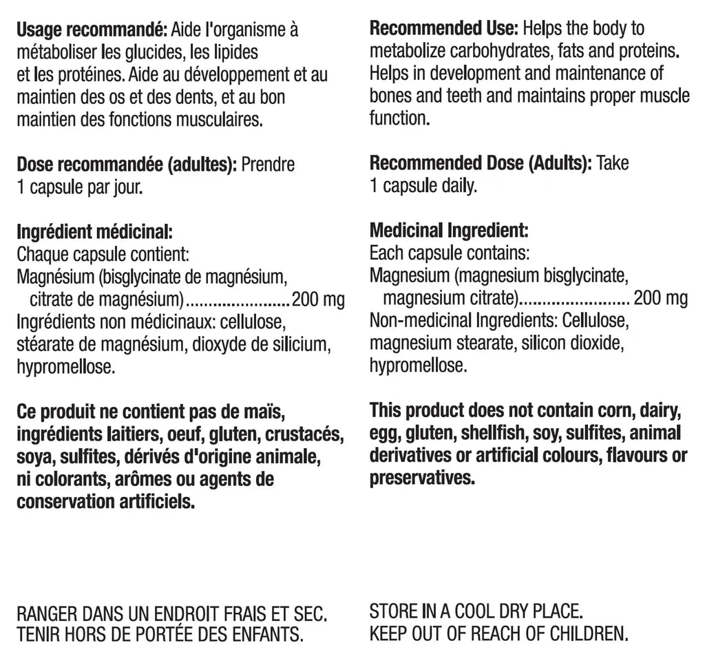 Magnesium Bisglycinate 200mg 90 Veggi Capsules -400151